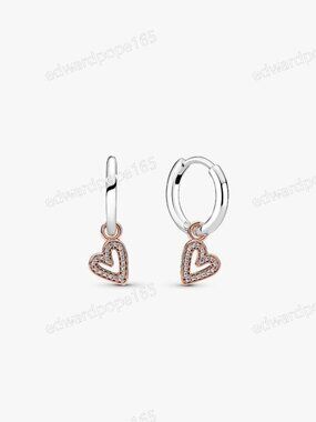 Sparkling Freehand Heart Hoop Earrings